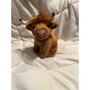 Living Nature Brown Bull Plush 9” – Realistic Farm Animal, Soft Stuffed Toy